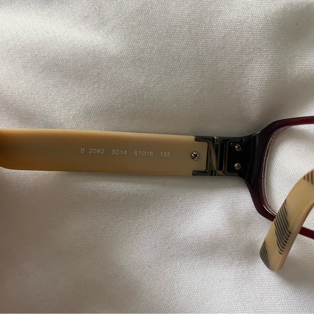 Burberry Burgundy Plaid Rectangular Eyeglasses - image 7